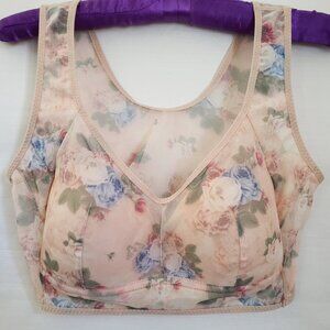 Sheer wire free Mesh Floral Cottagecore Bralette Fits S/M